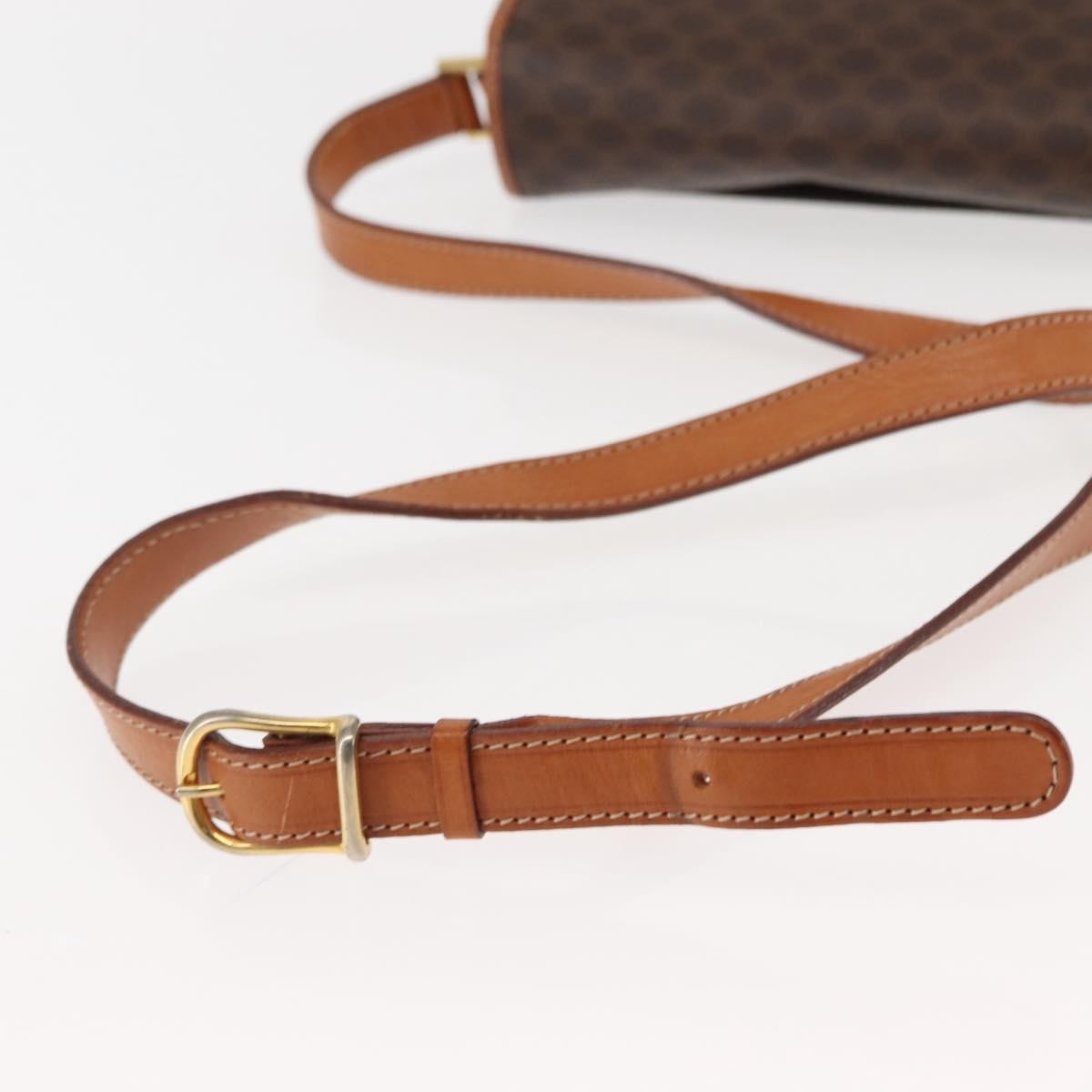 Celine Vintage Macadam Circle Logo Shoulder Bag Canvas and Leather, BROWN, CANVAS, Shoulder bag