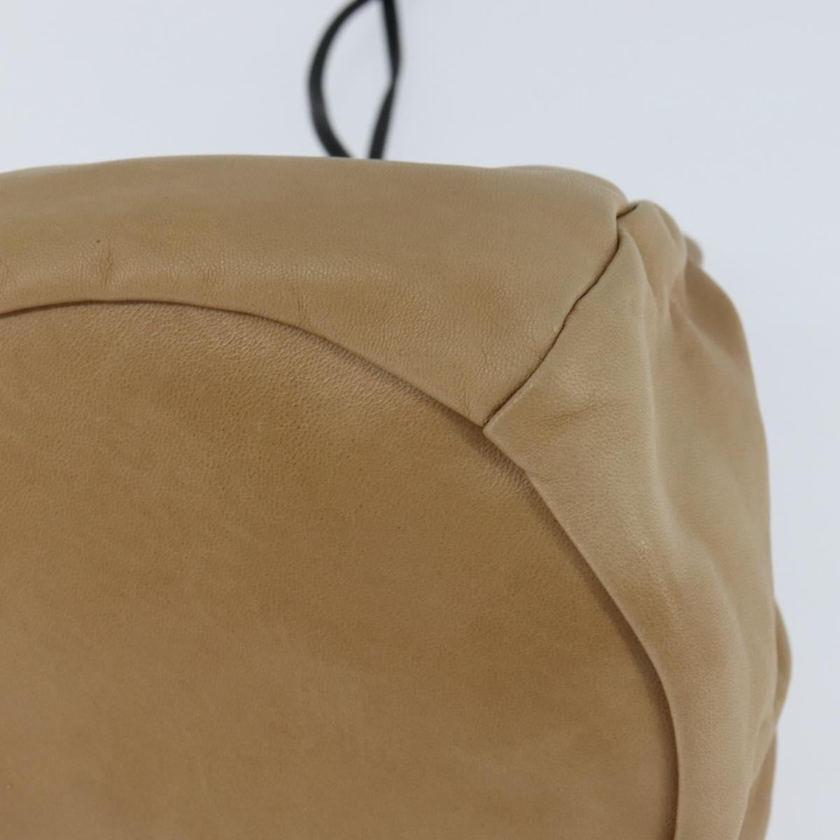 Chanel Vintage Drawstring Pouch Leather, BEIGE, LEATHER, Clutche & pouche