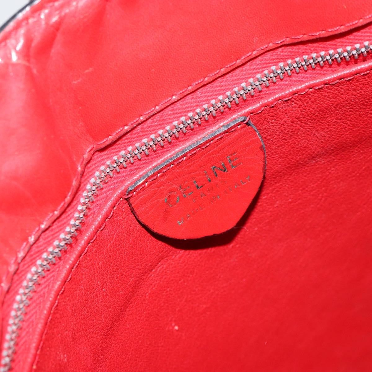 Celine Circle Logo Shoulder Bag Leather, RED, LEATHER, Shoulder bag