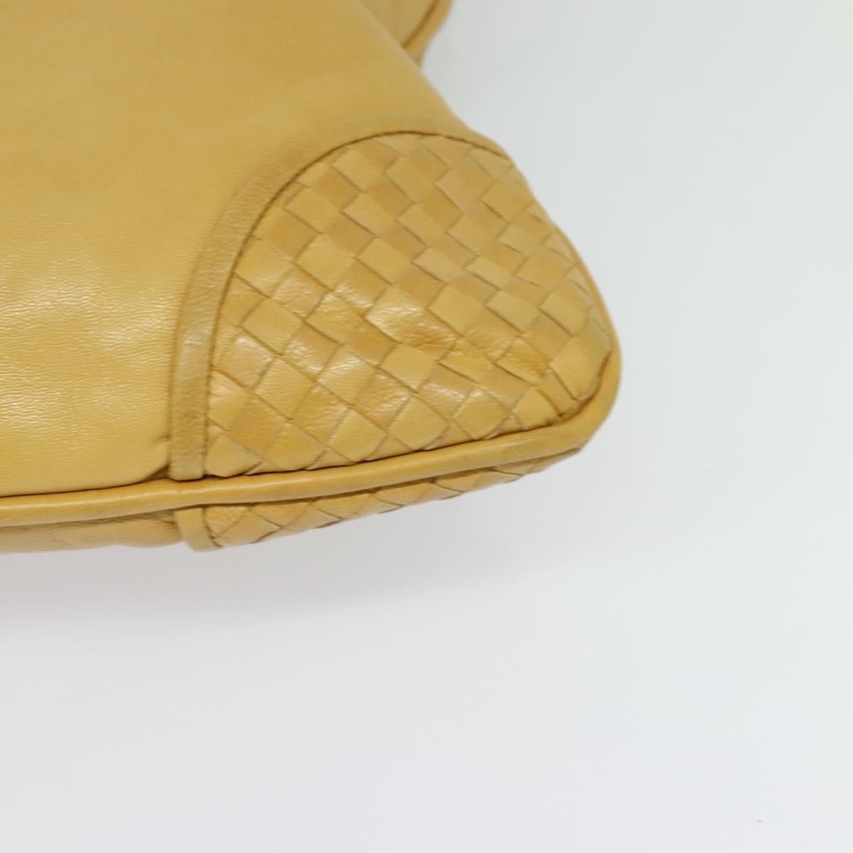 Bottega Veneta Chain Link Shoulder Bag Leather with Intrecciato, YELLOW, LEATHER, Shoulder bag