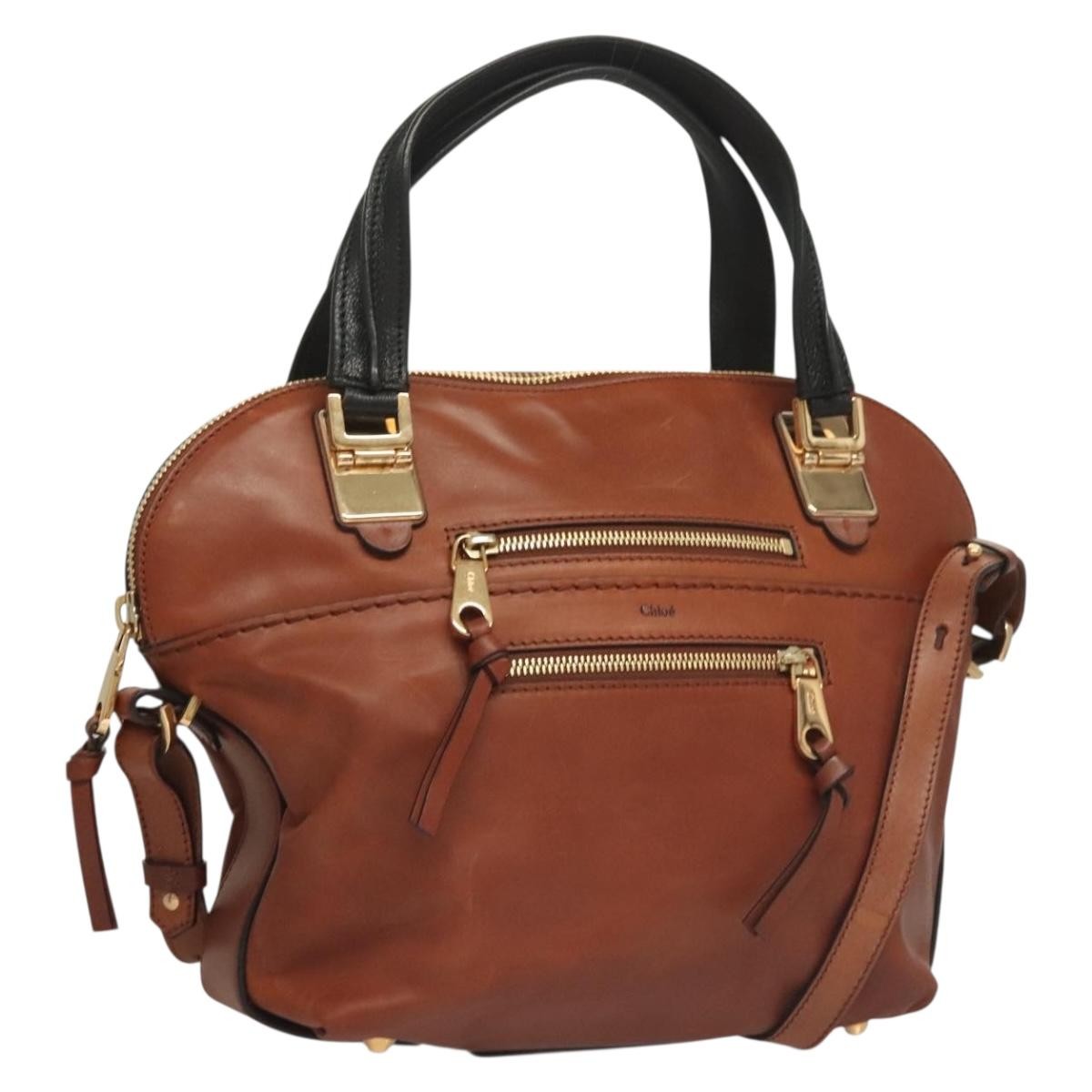 Chloe Angie Tote Leather, BROWN, LEATHER, Tote bag