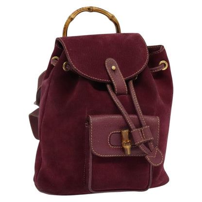 Gucci Vintage Bamboo Backpack Suede, PURPLE, SUEDE, Backpack