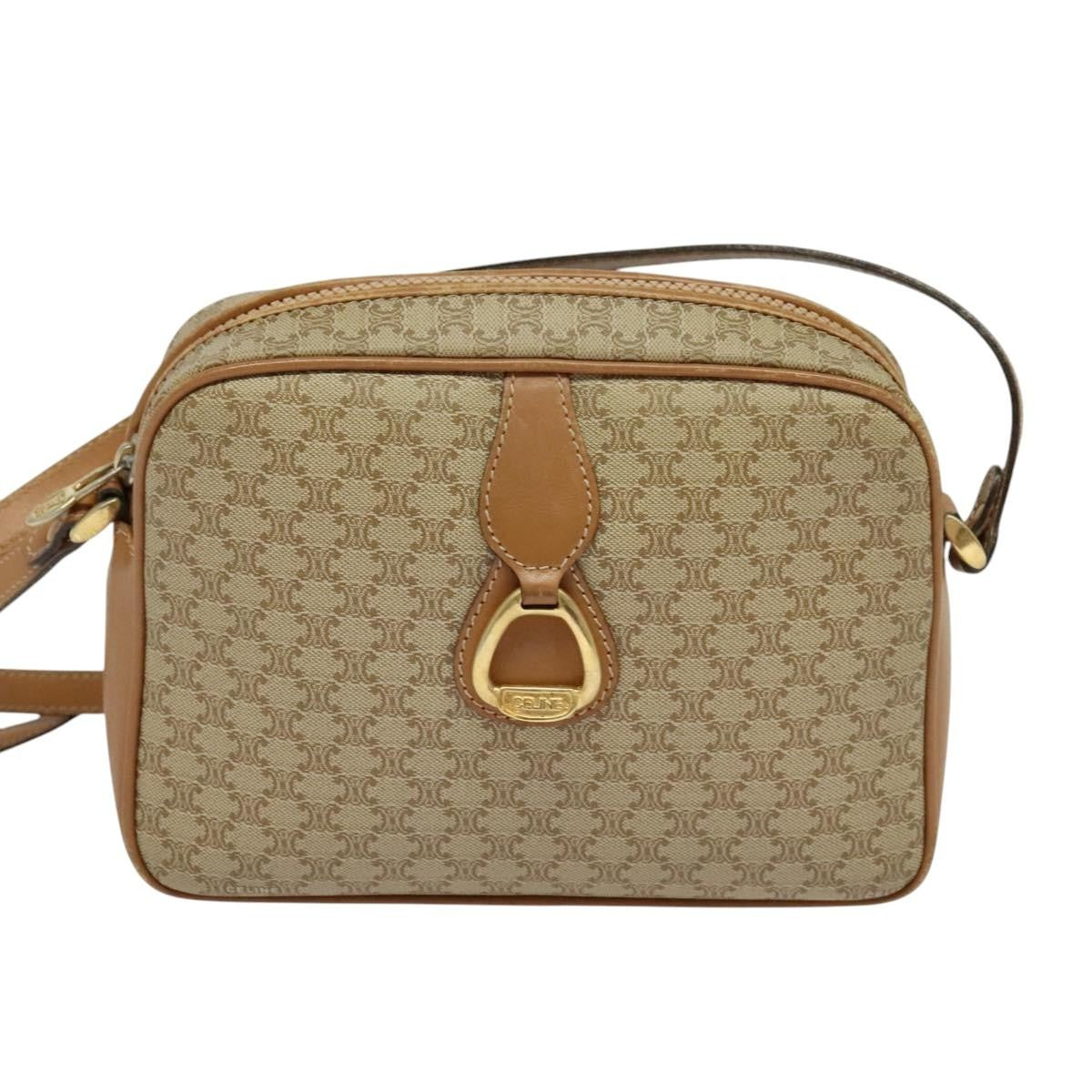 Celine Macadam Shoulder Bag PVC Leather, BEIGE, CANVAS, Shoulder bag