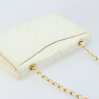 Chanel Vintage CC Full Flap Bag Quilted Lambskin, White, Leather, Shoulder Bag