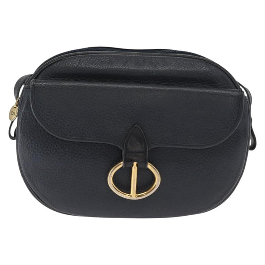 Christian Dior Vintage Shoulder Bag Leather, NAVY, LEATHER, Shoulder bag