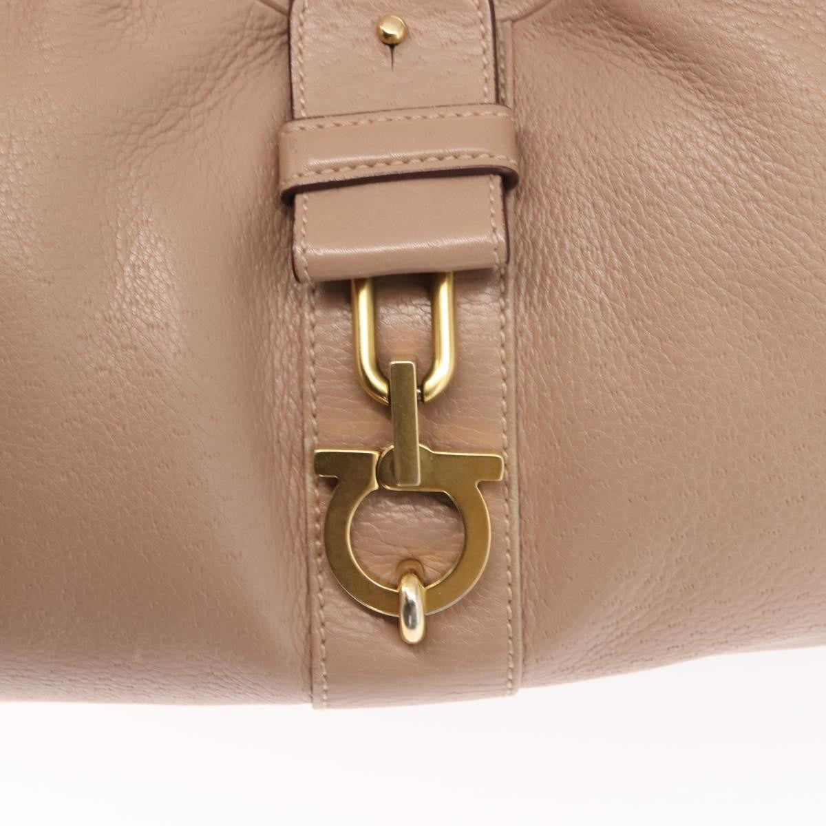 Salvatore Ferragamo Gancini handbag Leather, BEIGE, LEATHER, Handbag