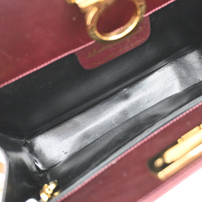 Salvatore Ferragamo Vintage Gancini Chain Shoulder Bag Leather, BURGUNDY, LEATHER, Shoulder bag