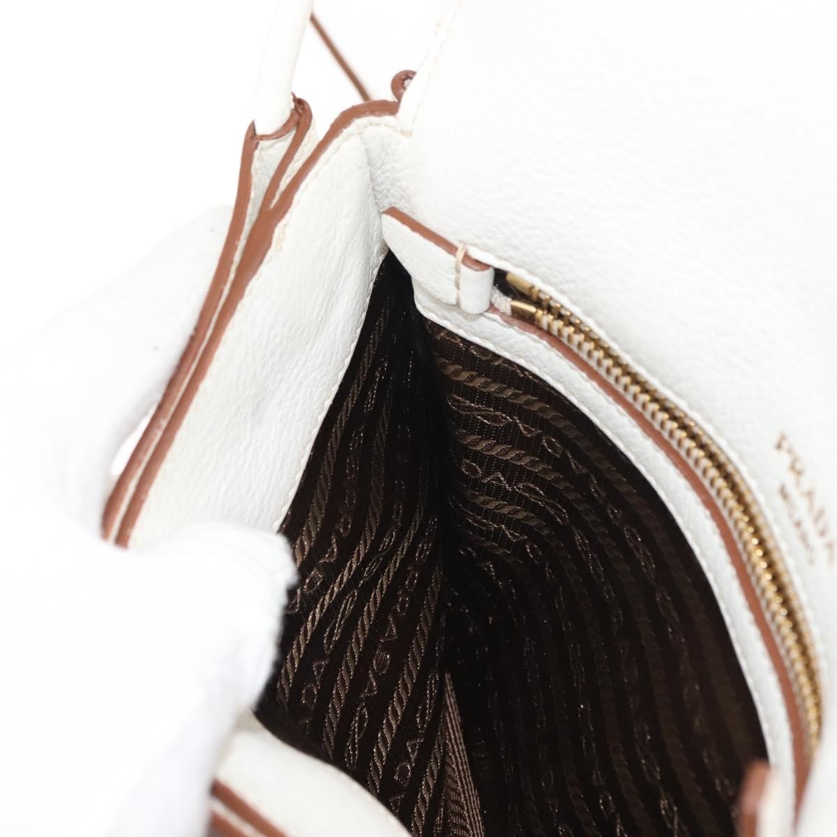 Prada Flap Crossbody Bag Vitello Daino, WHITE, LEATHER, Shoulder bag