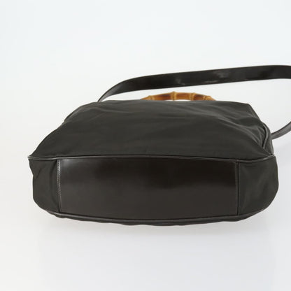 Gucci Vintage Bamboo Handle Bag Nylon, BROWN, NYLON, Handbag