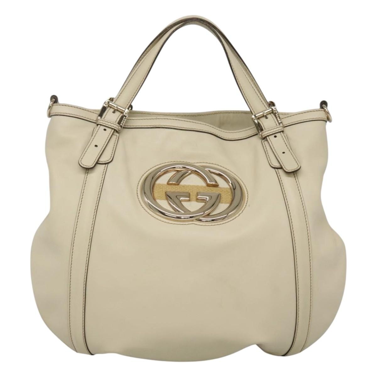 Gucci Britt Convertible Satchel Leather, BEIGE, LEATHER, Handbag