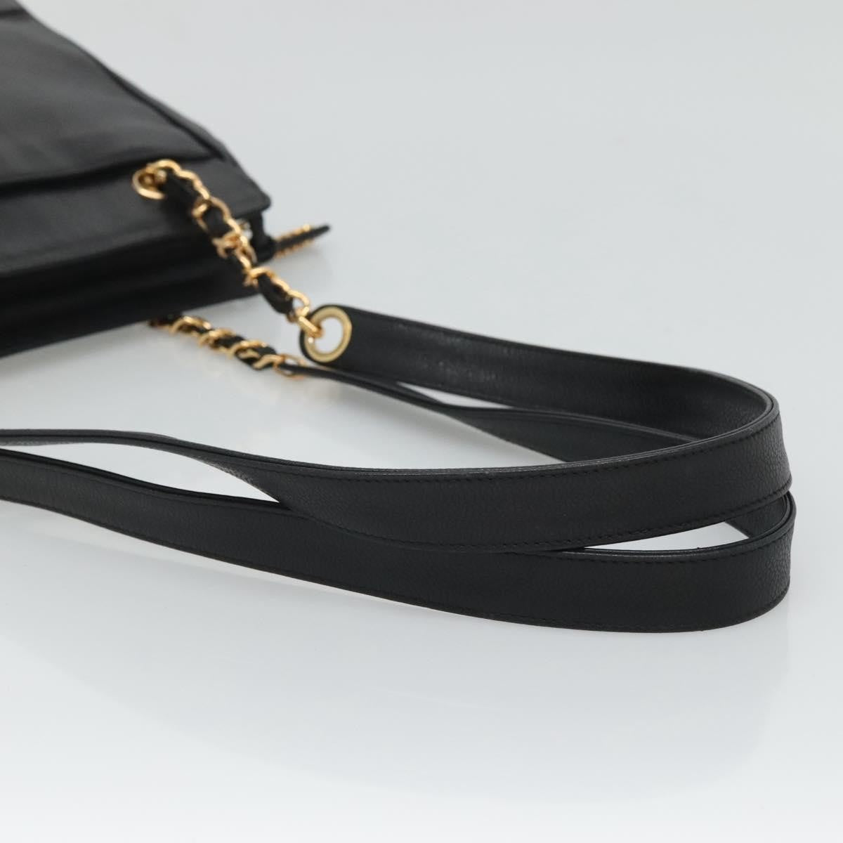 Chanel Vintage Stitched CC Shoulder Bag Caviar, BLACK, LEATHER, Shoulder bag