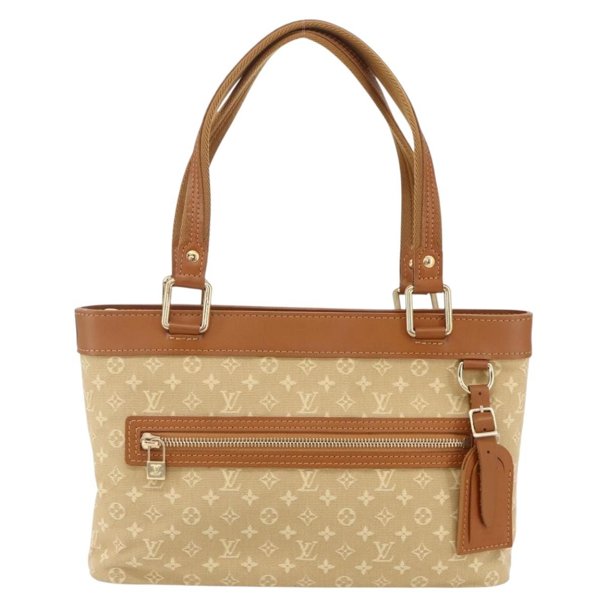 Louis Vuitton Lucille Handbag Mini Lin, BEIGE, CANVAS, Handbag