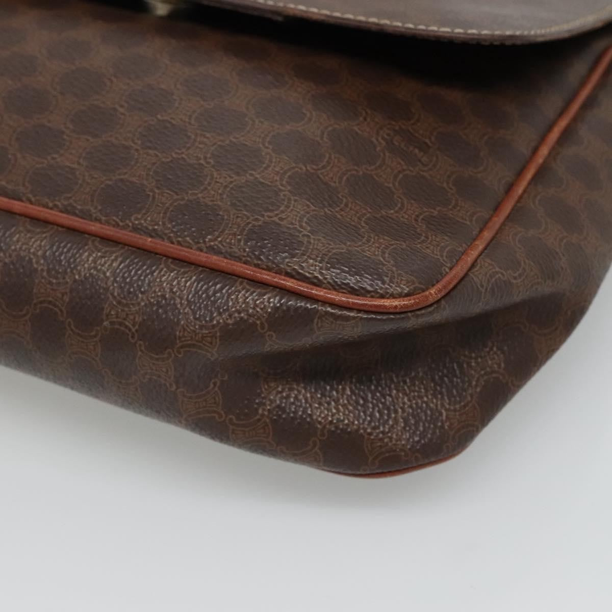 Celine Vintage Macadam Shoulder Bag Canvas and Leather, BROWN, CANVAS, Shoulder bag