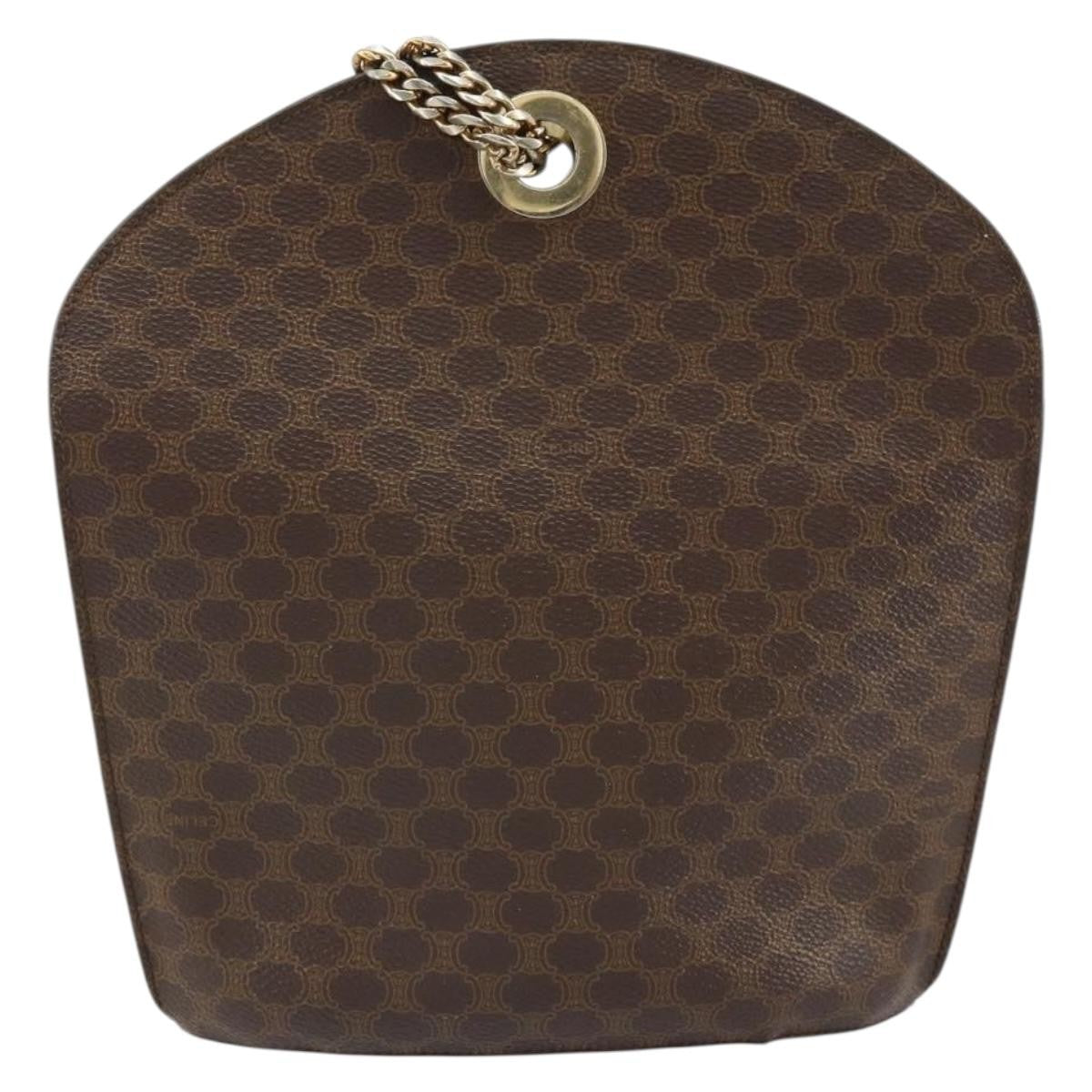 Celine Vintage Macadam Shoulder Bag Canvas, BROWN, PVC, Shoulder bag