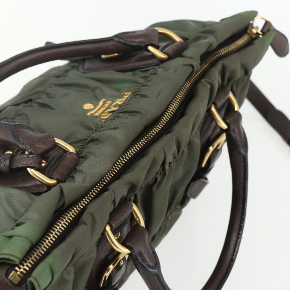 Prada Gaufre Convertible Satchel Tessuto, KHAKI, NYLON, Handbag