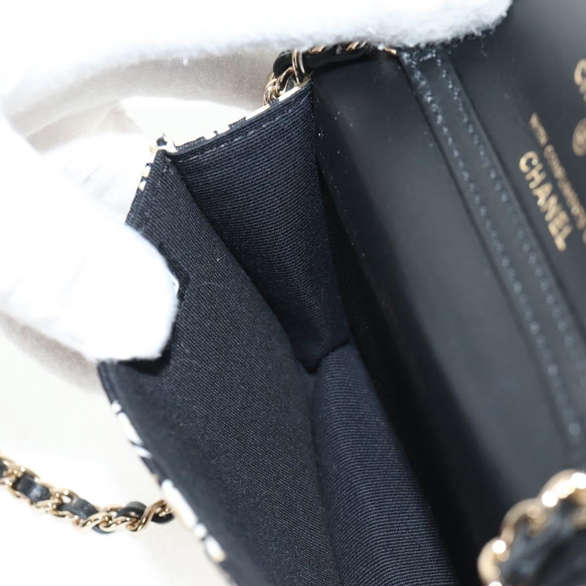 Chanel Flap Card Holder on Chain Quilted Printed Canvas, BEIGE, CANVAS, Card Holders