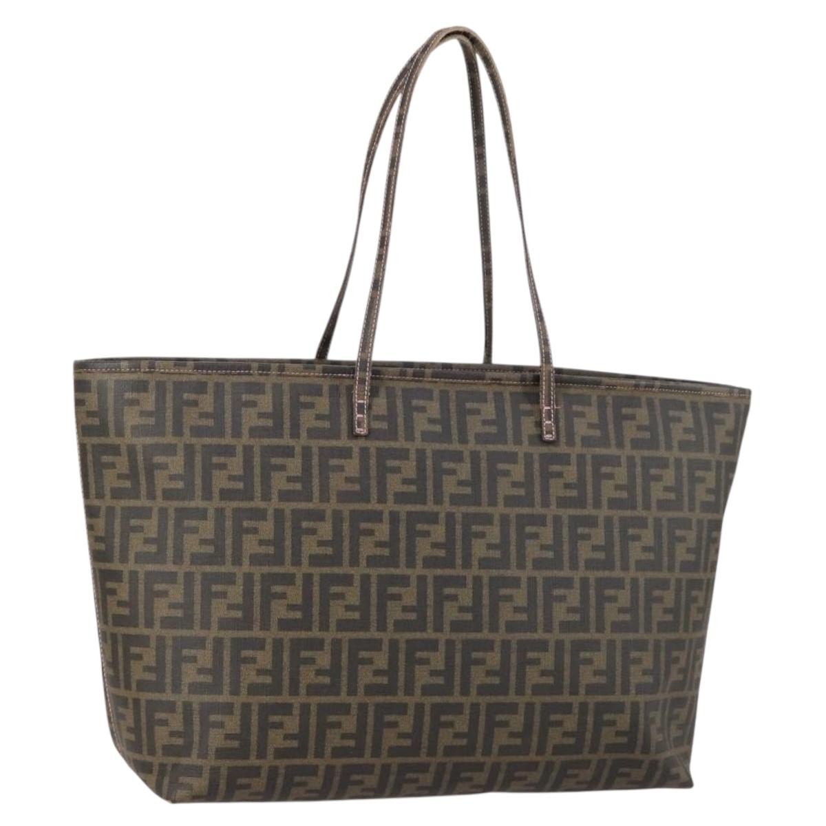 Fendi Roll Tote Zucca Canvas, BLACK, CANVAS, Tote bag