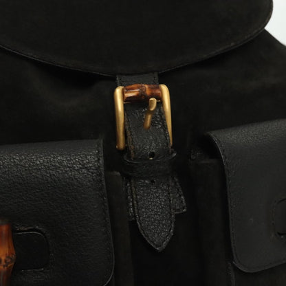 Gucci Bamboo Tassel Backpack Suede, BLACK, SUEDE, Backpack