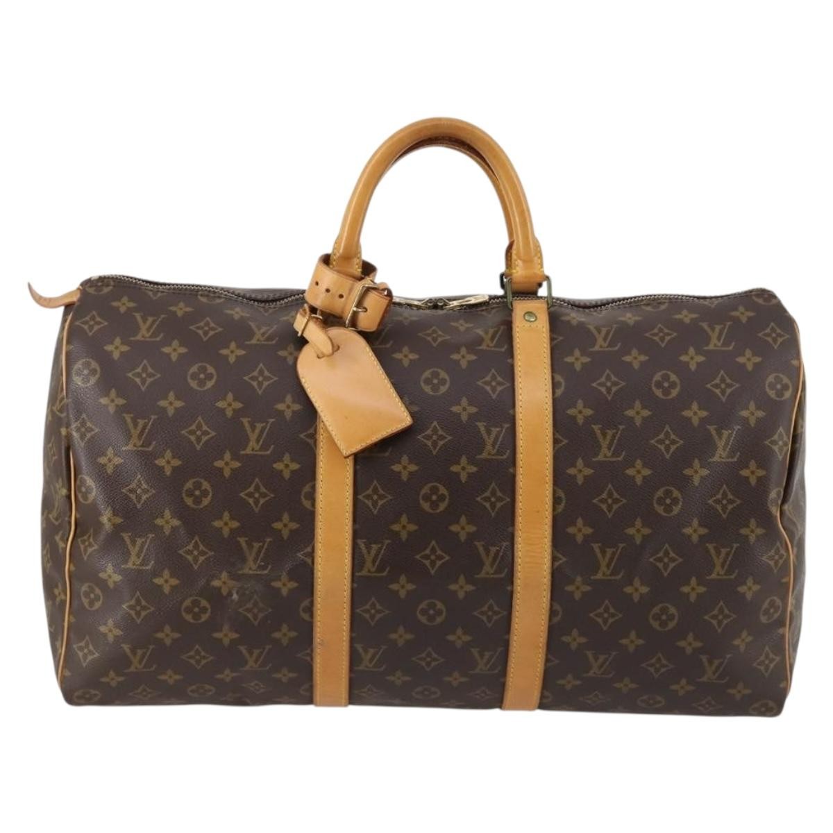 Louis Vuitton Keepall Bag Monogram Canvas, BROWN, CANVAS, Travel bag