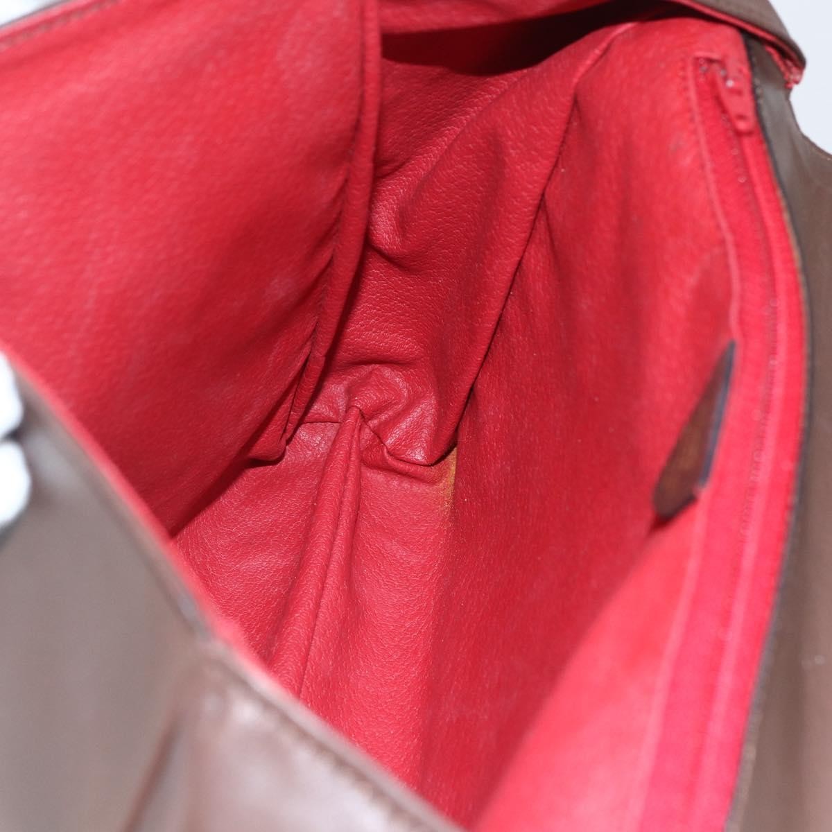 Celine Circle Logo Handbag Leather, BROWN, LEATHER, Handbag