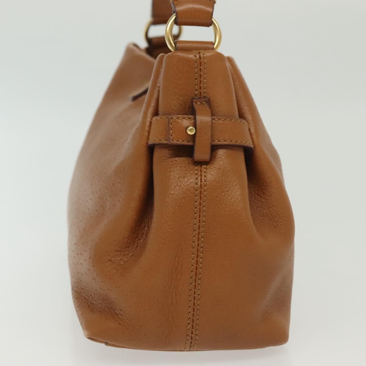 Salvatore Ferragamo Gancini Shoulder Bag Leather, BROWN, LEATHER, Handbag