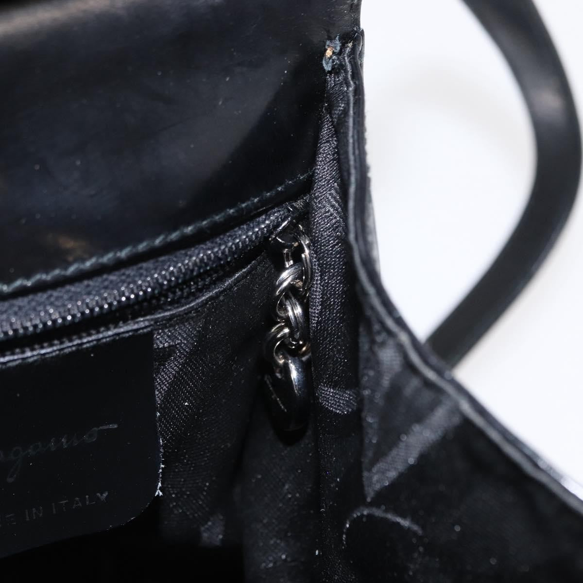 Salvatore Ferragamo Gancini handbag Leather, BLACK, LEATHER, Handbag