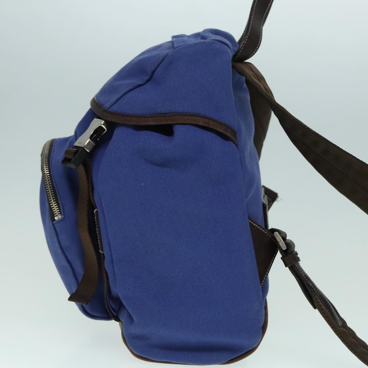 Prada Logo Backpack Canvas, BLUE, CANVAS, Backpack