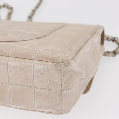 Chanel Travel Line Flap Bag Canvas, BEIGE, CANVAS, Shoulder bag