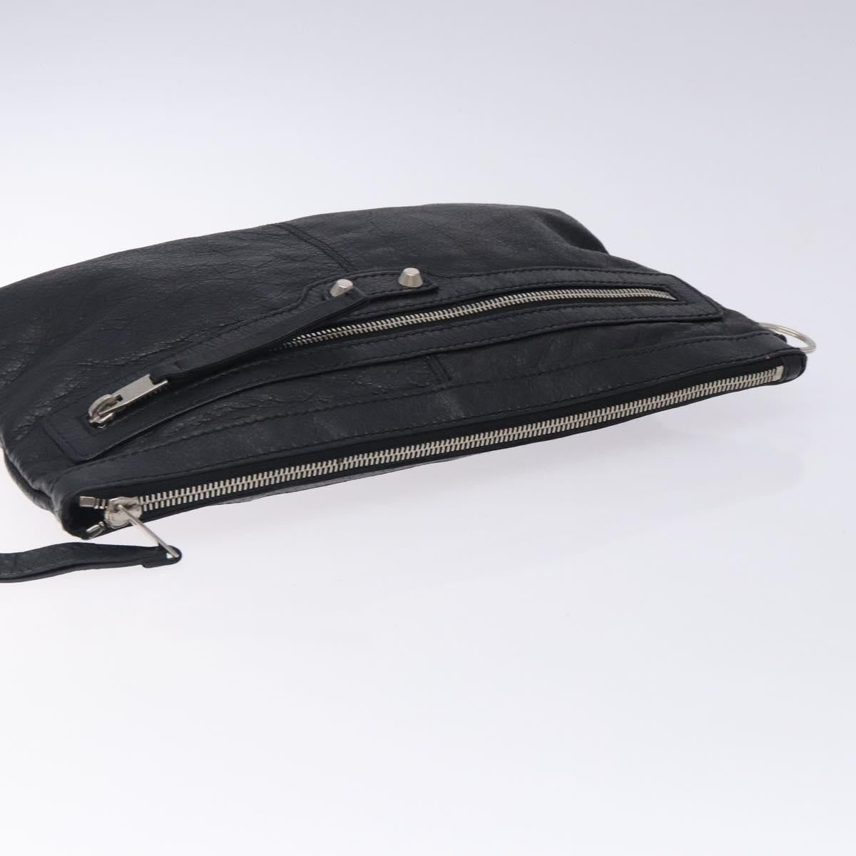 Balenciaga Classic City Clip Pouch Leather, BLACK, LEATHER, Clutche & pouche