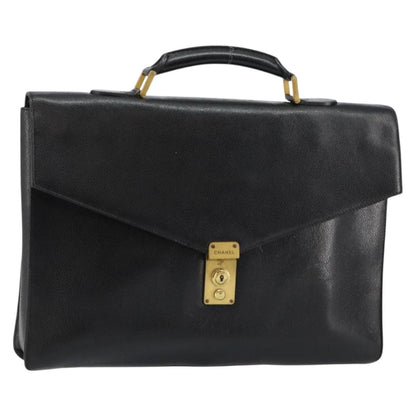 Chanel Vintage Lock Briefcase Caviar, Black, Leather, Briefcase