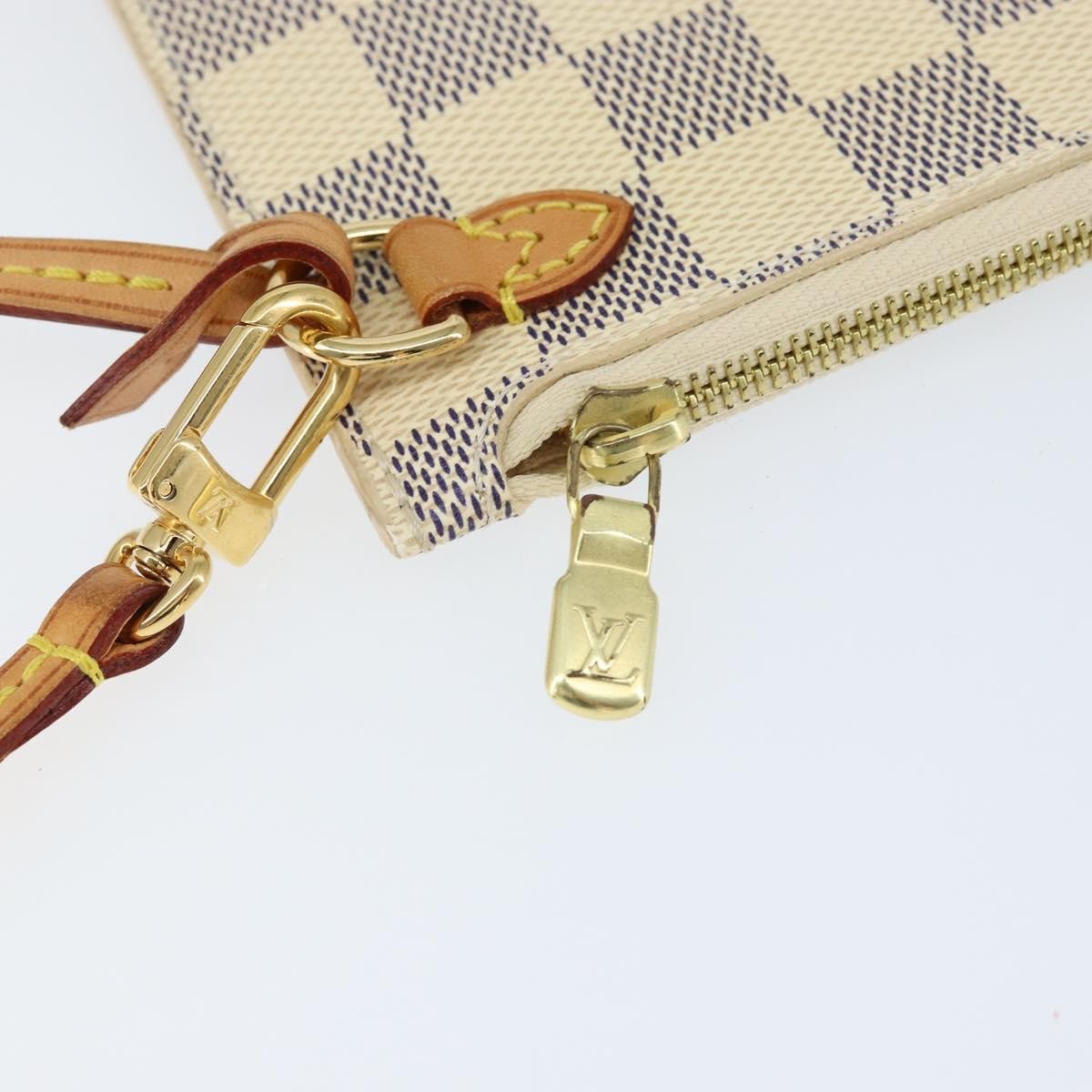 Louis Vuitton Neverfull Pochette Damier, WHITE, CANVAS, Clutche & pouche