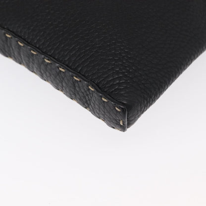 Fendi Vintage Selleria Zip Messenger Bag Leather, BLACK, LEATHER, Shoulder bag