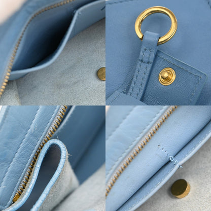 Saint Laurent Classic Y Cabas Leather, BLUE, LEATHER, Tote bag