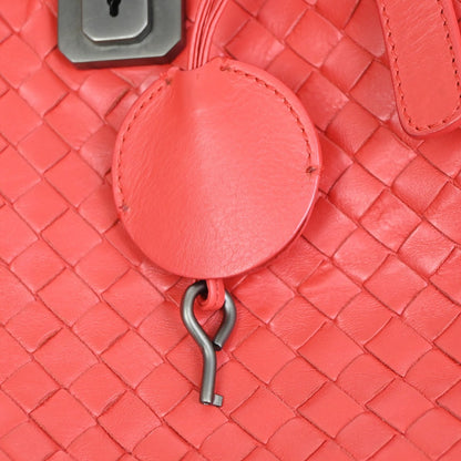 Bottega Veneta Roma Bag Intrecciato Nappa, RED, LEATHER, Handbag