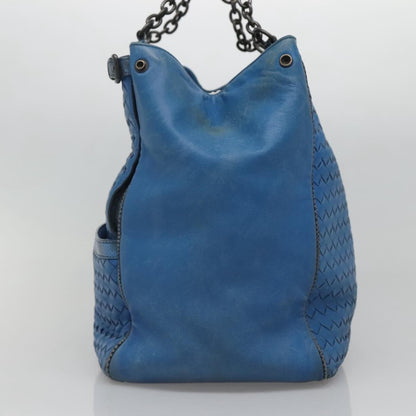 Bottega Veneta Belted Zip Chain Tote Intrecciato Nappa with Snakeskin, BLUE, LEATHER, Tote bag