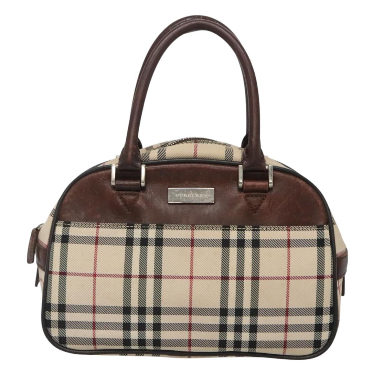 Burberry Nova Check Bowling Bag Canvas, BEIGE, CANVAS, Handbag