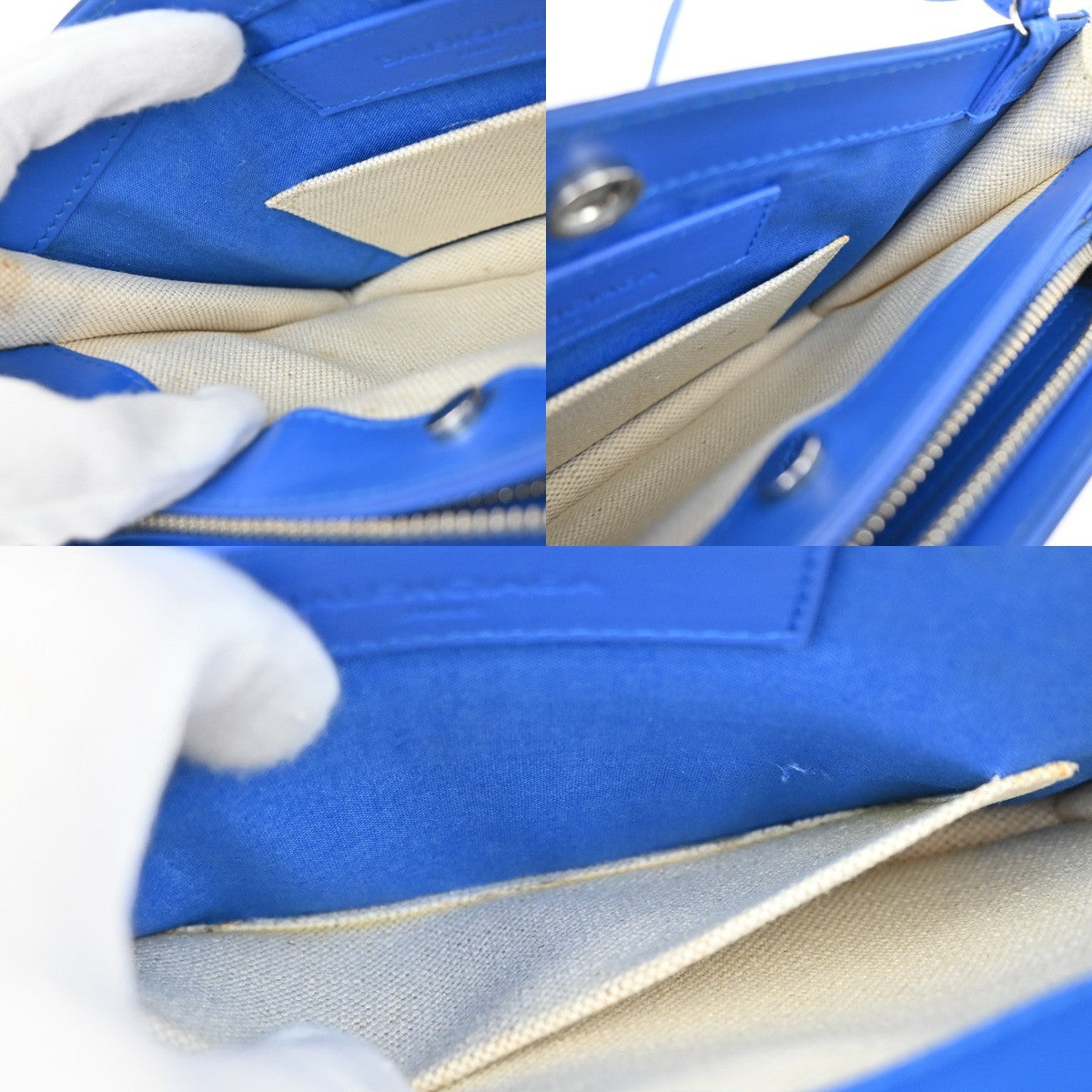 Balenciaga Navy Pochette Canvas and Leather, BEIGE, CANVAS, Clutche & pouche