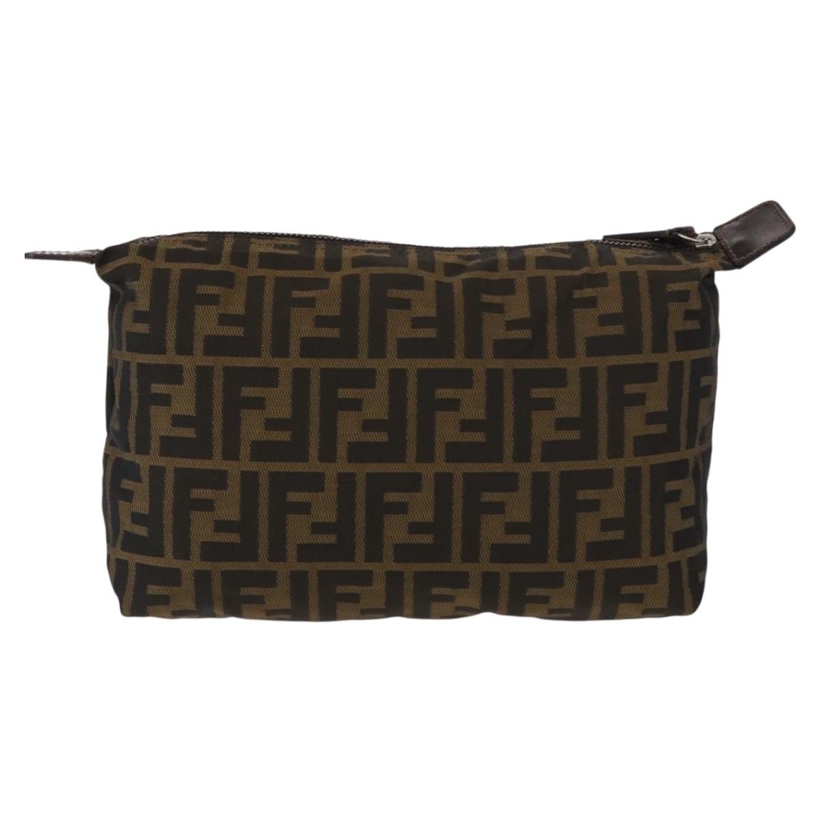 Fendi Logo Zucca Clutch PVC Leather, BLACK, CANVAS, Clutche & pouche