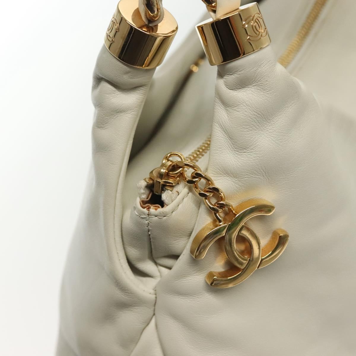 Chanel Rodeo Drive Zip Hobo Lambskin, WHITE, LEATHER, Handbag