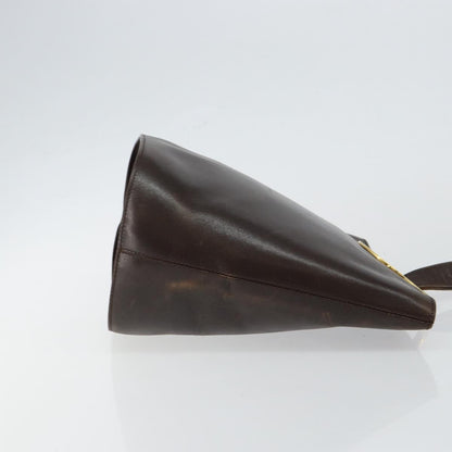 Celine Circle logo Leather, BROWN, LEATHER, Shoulder bag