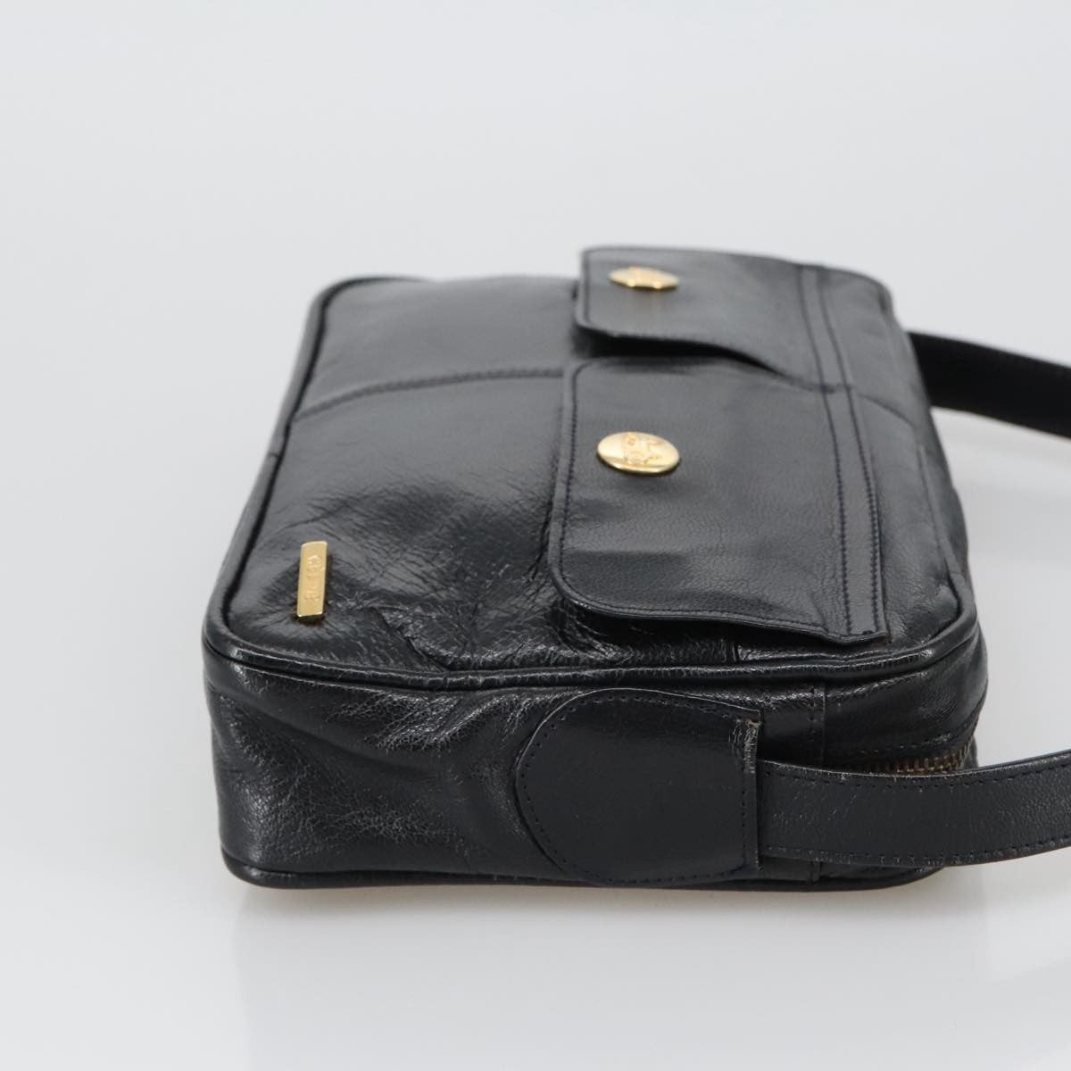 Celine Shoulder Bag Leather, BLACK, LEATHER, Shoulder bag