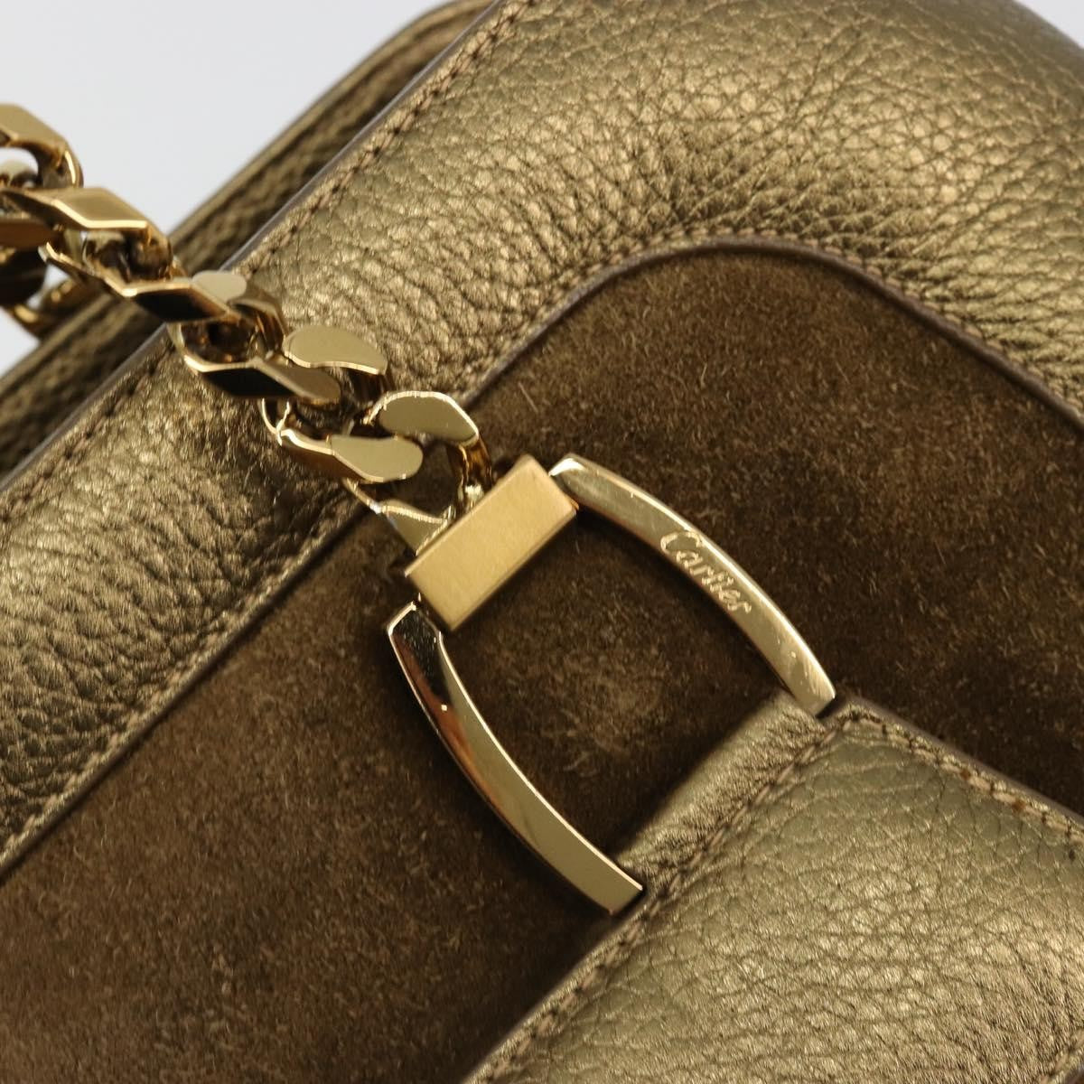 cartier Chain Ladonia Shoulder Bag Leather, Gold, Suede, Tote Bag