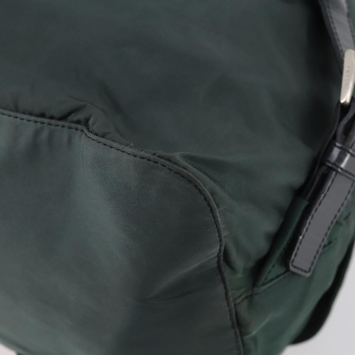 Prada Vela Double Front Pocket Backpack Tessuto with Saffiano Leather, GREEN, NYLON, Backpack