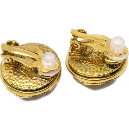 Chanel CC Round Earrings Metal and Crystal, GOLD, GOLD_PLATED, Earrings