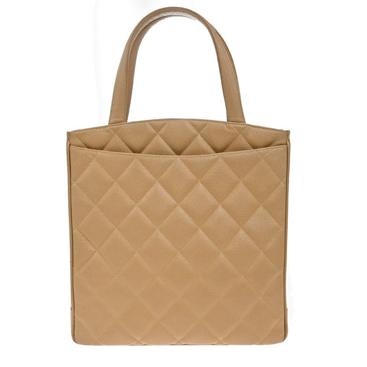 Chanel Vintage CC Lock Pocket Tote Quilted Caviar, BEIGE, LEATHER, Handbag