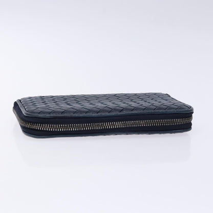 Bottega Veneta Intrecciato Wallet Leather, NAVY, LEATHER, Wallets