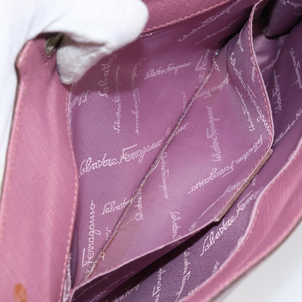 Salvatore Ferragamo Gancini Pouch Leather, PINK, LEATHER, Clutche & pouche