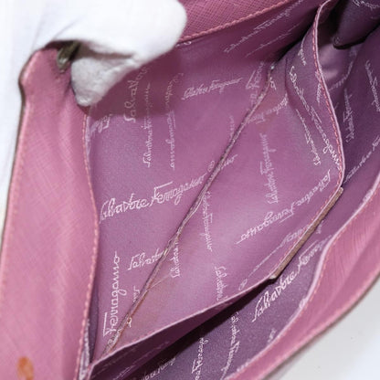 Salvatore Ferragamo Gancini Pouch Leather, PINK, LEATHER, Clutche & pouche