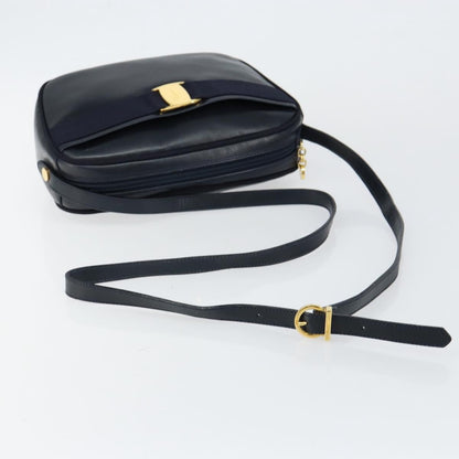 Salvatore Ferragamo Vala Shoulder Bag Leather, NAVY, LEATHER, Shoulder bag