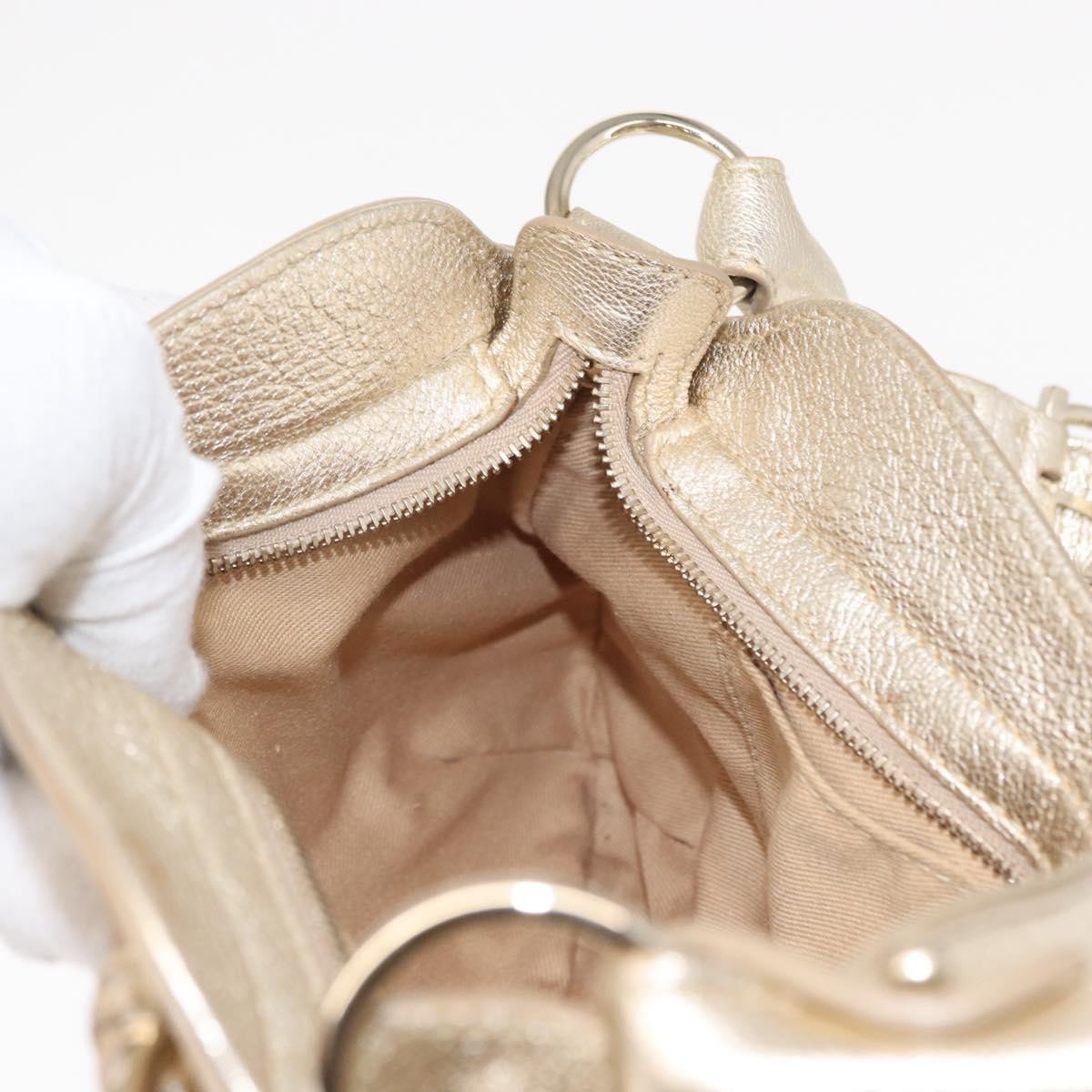 Salvatore Ferragamo Gancini Shoulder Bag Leather, GOLD, LEATHER, Shoulder bag